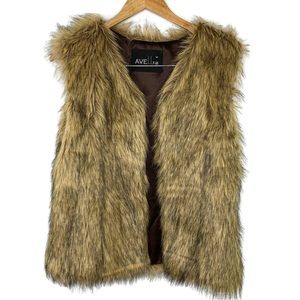 Abel Faux Fur Vest Fully Lined Clasp Front Closure Size Large